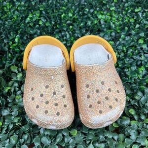 CROCS Kids Sparkle Clogs - Yellow and Gold Size 7 Kids